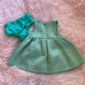 Carter’s Teal & Gold Polka Dot Dress with Bloomers - EUC 6-9mo